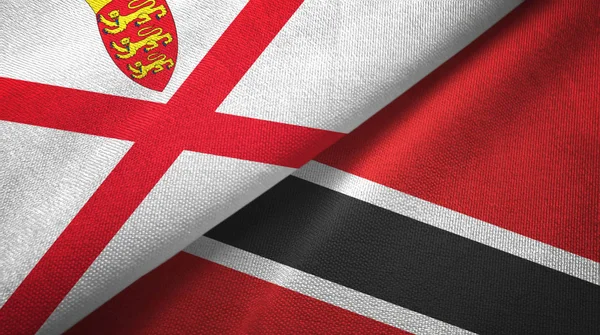 Jersey and Trinidad and Tobago two flags textile cloth, fabric texture — Stock Photo, Image