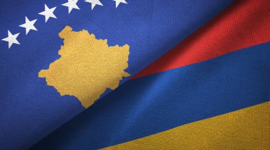 Kosova ve Ermenistan tekstil kumaşı ve kumaş dokusuna iki bayrak dikti