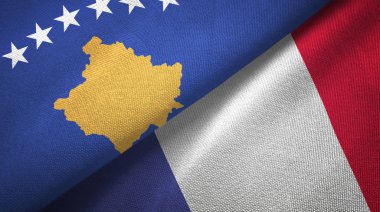 Kosova ve Fransa tekstil kumaşı ve kumaş dokusuna iki bayrak dikti