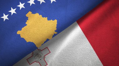 Kosova ve Malta tekstil kumaşı ve kumaş dokusuna iki bayrak dikti
