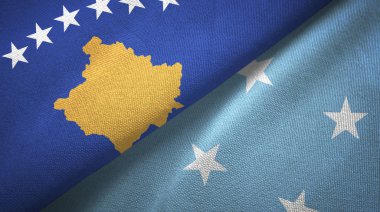 Kosova ve Mikronezya tekstil kumaşı ve kumaş dokusuna iki bayrak dikti