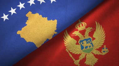 Kosova ve Karadağ tekstil kumaşı ve kumaş dokusuna iki bayrak dikti
