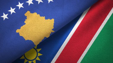Kosova ve Namibya tekstil kumaşı ve kumaş dokusuna iki bayrak dikti