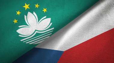 Macau ve Çek Cumhuriyeti iki bayraklı kumaş, kumaş dokusu