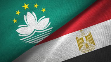 Macau ve Mısır iki bayrak tekstil kumaşı