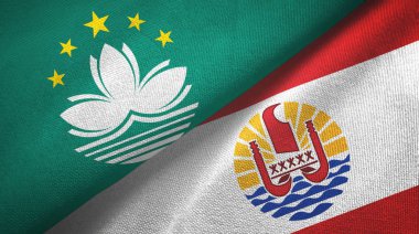 Macau ve Fransız Polinezyası iki bayrak tekstil kumaşı, kumaş dokusu