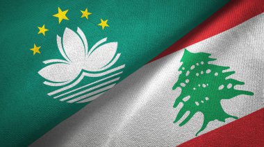 Macau ve Lübnan iki bayraklı kumaş, kumaş dokusu