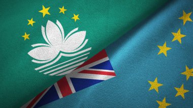 Makao ve Tuvalu iki bayraklı kumaş, kumaş dokusu