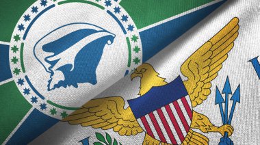 Martinique ve Virgin Adaları Amerika Birleşik Devletleri iki bayrak tekstil kumaşı