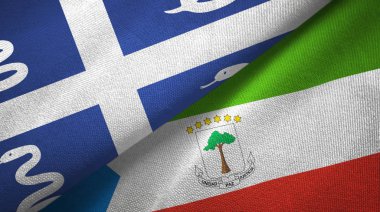 Martinik yılan ve Ekvator Ginesi iki bayrak tekstil kumaşı, kumaş dokusu