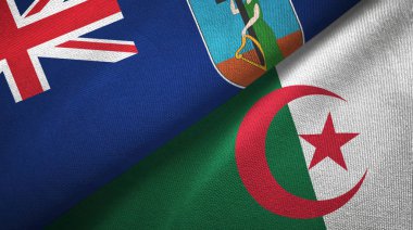 Montserrat ve Cezayir iki bayraklı kumaş, kumaş dokusu