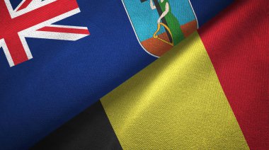 Montserrat ve Belçika iki bayraklı kumaş, kumaş dokusu