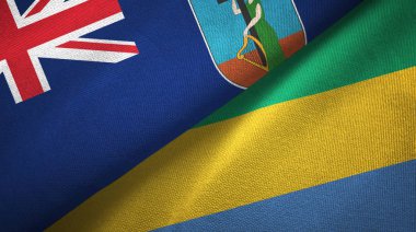 Montserrat ve Gabon iki bayraklı kumaş, kumaş dokusu