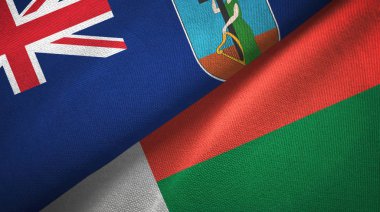 Montserrat ve Madagaskar iki bayraklı kumaş, kumaş dokusu