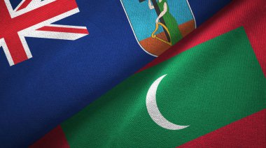 Montserrat ve Maldivler iki bayraklı kumaş, kumaş dokusu