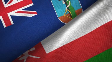 Montserrat ve Umman iki bayraklı kumaş, kumaş desenli