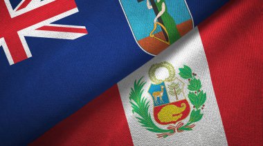 Montserrat ve Peru iki bayraklı kumaş, kumaş dokusu