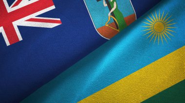 Montserrat ve Ruanda iki bayraklı kumaş, kumaş dokusu
