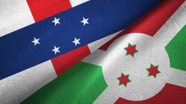 Hollanda Antilleri ve Burundi iki bayrak tekstil kumaşı, kumaş dokusu