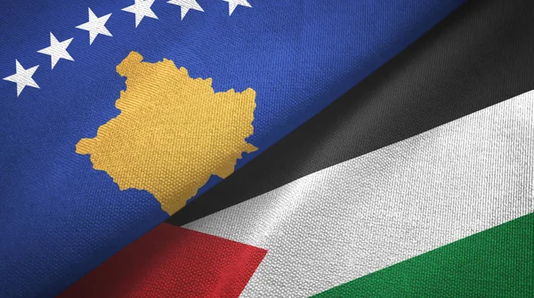 Kosovo and Palestine two flags textile cloth, fabric texture