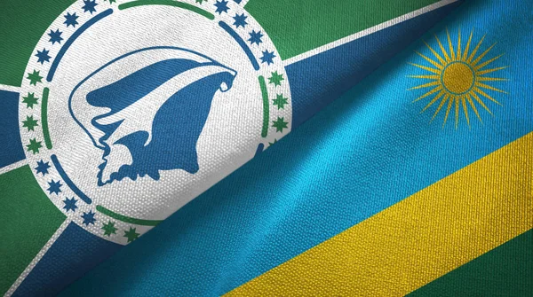 Μαρτινίκα και Ρουάντα δύο σημαίες ύφασμα, υφασμάτινη υφή — Φωτογραφία Αρχείου