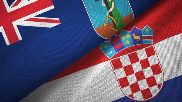 Montserrat y Croacia dos banderas tela textil, textura de la tela — Foto de Stock