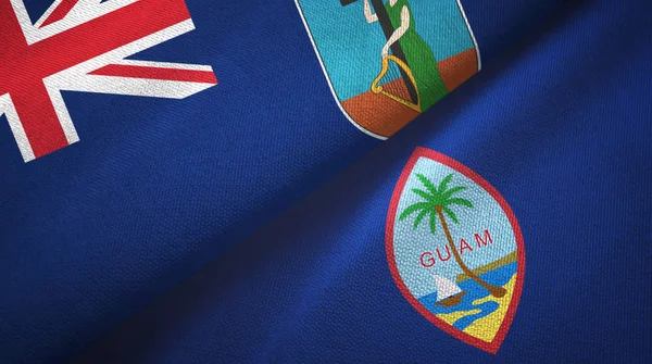 Montserrat y Guam dos banderas tela textil, textura de la tela — Foto de Stock