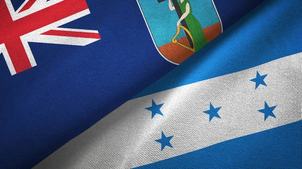 Montserrat och Honduras två flaggor textil duk, textur — Stockfoto