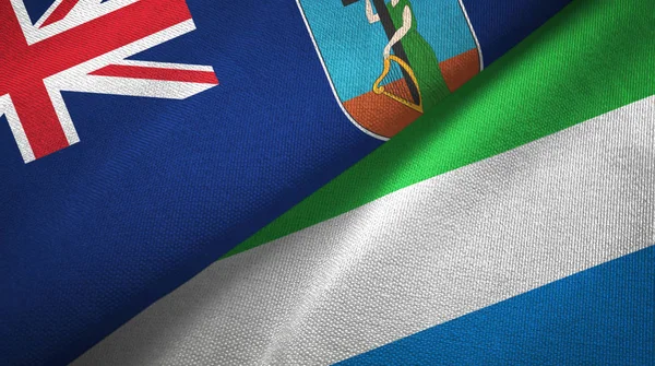 Montserrat och Sierra Leone två flaggor textil duk, textur — Stockfoto