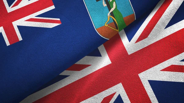 Montserrat och Storbritannien två flaggor textil duk, textur — Stockfoto