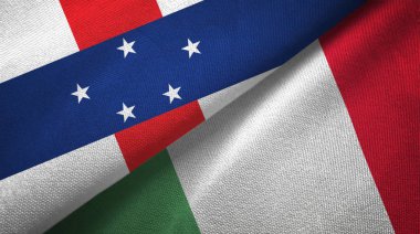 Hollanda Antilleri ve İtalya iki bayrak tekstil kumaşı, kumaş dokusu
