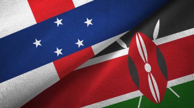 Hollanda Antilleri ve Kenya iki bayrak tekstil kumaşı, kumaş dokusu