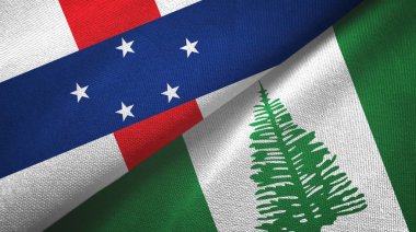 Hollanda Antilleri ve Norfolk Adası iki bayrak tekstil kumaşı, kumaş dokusu