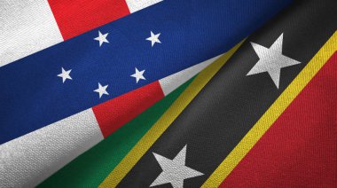 Hollanda Antilleri ve Saint Kitts ve Nevis iki bayrak tekstil kumaşı