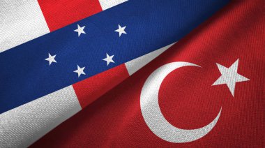 Hollanda Antilleri ve Türkiye iki bayrak tekstil kumaşı, kumaş dokusu