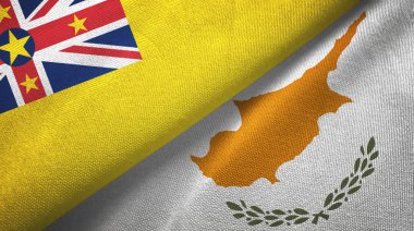 Niue ve Kıbrıs Rum Kesimi iki bayrak tekstil kumaşı, kumaş dokusu