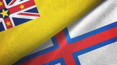 Niue ve Faroe Adaları iki bayraklı kumaş, kumaş dokusu