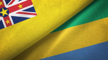 Niue ve Gabon iki bayraklı kumaş, kumaş dokusu