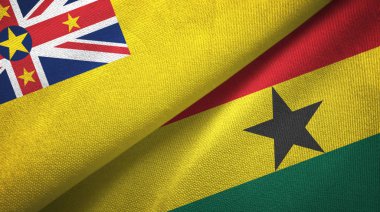 Niue ve Gana iki bayraklı kumaş, kumaş desenli