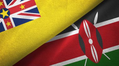 Niue ve Kenya iki bayrak tekstil kumaşı, kumaş dokusu