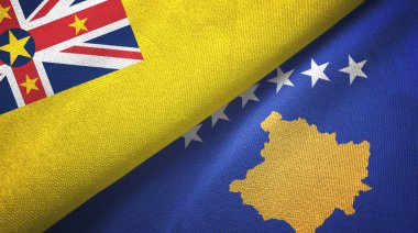 Niue ve Kosova 'da tekstil kumaşı ve kumaş dokusu iki bayrak altında