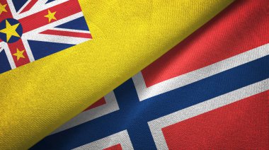 Niue ve Norveç iki bayrak tekstil kumaşı, kumaş dokusu