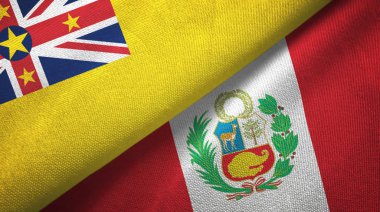 Niue ve Peru iki bayraklı kumaş, kumaş dokusu