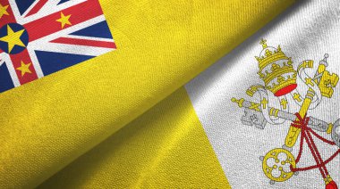 Niue ve Vatikan iki bayrak tekstil kumaşı, kumaş dokusu