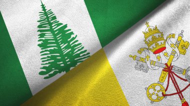 Norfolk Adası ve Vatikan iki bayraklı kumaş, kumaş dokusu