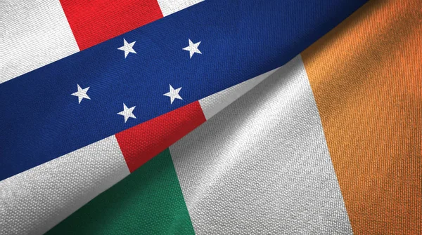 Netherlands Antilles and Ireland two flags textile cloth, fabric texture — Stock Photo, Image