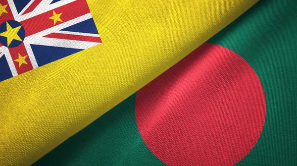 Niue and Bangladesh two flags textile cloth, fabric texture