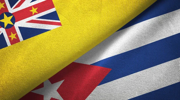 Niue and Cuba two flags textile cloth, fabric texture