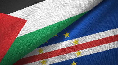 Filistin ve Cabo Burnu Verde iki bayrak tekstil kumaşı, kumaş dokusu 