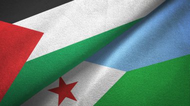 Filistin ve Cibuti iki bayrak tekstil kumaşı, kumaş dokusu